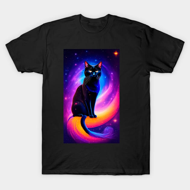 Estellar black cat Coloful T-Shirt by igzine